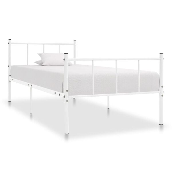 vidaXL Bed Frame White Metal 35.4 x 78.7 in Classic/Traditional