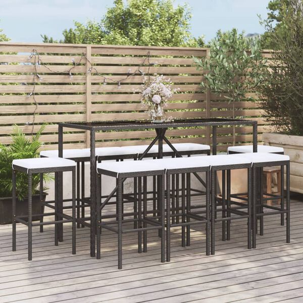 vidaXL Garden Bar Set Black and Cream White