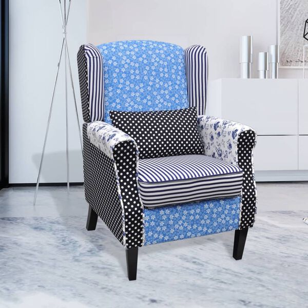 vidaXL Armchairs Blue and white