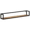 vidaXL Wall Shelf Set of 2 Natural wood, Black Solid mango wood, Iron