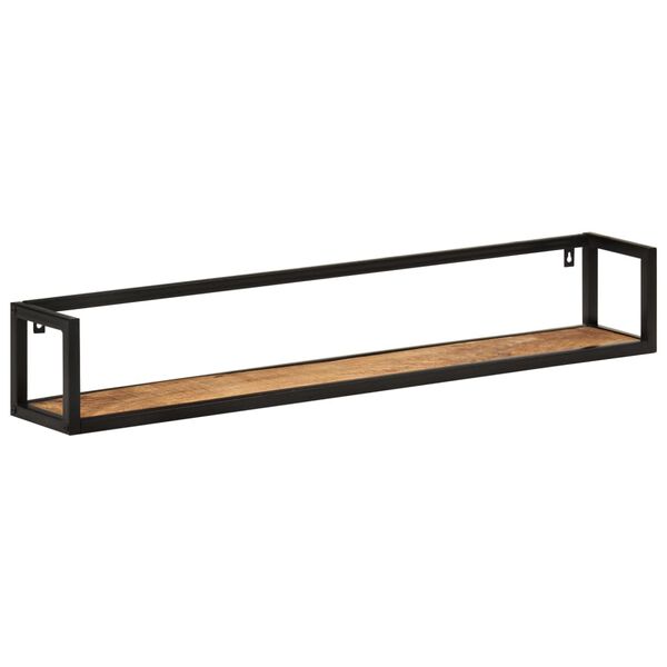 vidaXL Wall Shelf Set of 2 Natural wood, Black Solid mango wood, Iron
