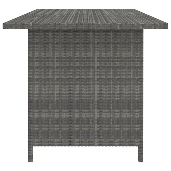 vidaXL Dining Table Grey PE rattan, Powder-Coated Steel Medium