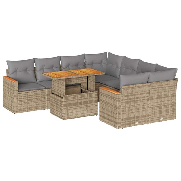 vidaXL Garden Sofa Set Beige, Light Grey