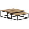 vidaXL Coffee Table Set of 2 Natural Mango Wood, Black