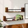 vidaXL Wall Shelf Set of 2 Smoked oak Engineered wood, steel 23.6 in