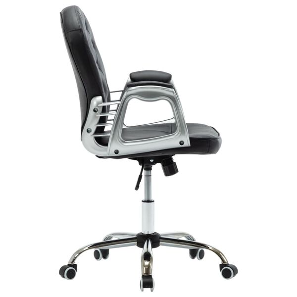 vidaXL Office Chair Black Faux leather, Iron Standard Swivel