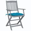 vidaXL Folding Patio Chairs 2 pcs with Cushions Solid Acacia Wood (46333+314872)