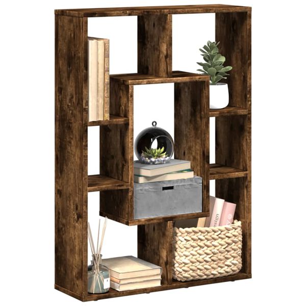 vidaXL Bookcase Smoked Oak Engineered Wood Medium Bookshelf