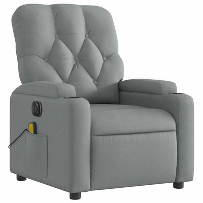 Gray upholstered recliner chair viewed from back-right, single product image
