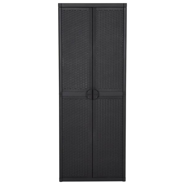 vidaXL Garden Cabinet Black Polypropylene Medium Garden Cabinet