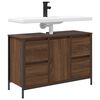 vidaXL Basin Cabinet Brown oak Engineered wood, steel 35.4x13.6x23.6 in