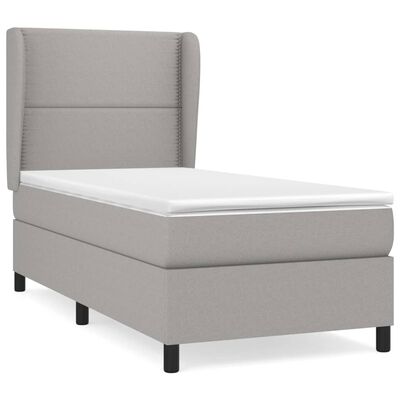 vidaXL Box Spring Bed with Mattress Light Gray Twin XL Fabric
