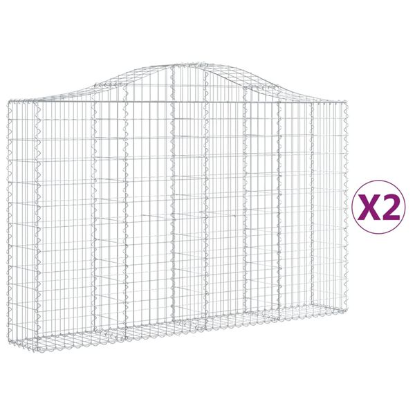 vidaXL Gabion Basket Set of 2 Silver Galvanized iron