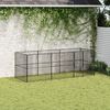 vidaXL Dog Playpen Black Galvanized Steel Large Heavy Duty Dog Playpen