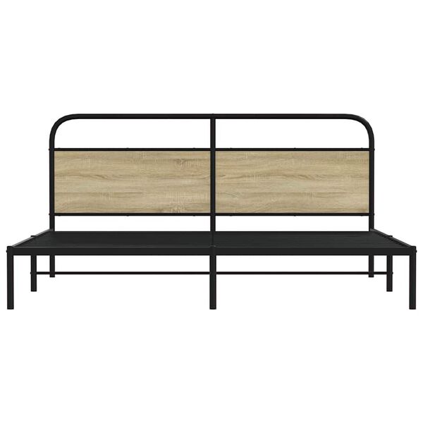vidaXL Bed Frame Sonoma oak Steel, engineered wood Super King Durable