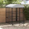 vidaXL Dog Kennel Black Galvanized steel, polyethylene roof Large Locks