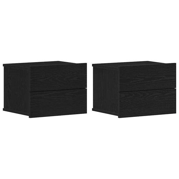vidaXL Bedside Cabinet 2 pcs Black Oak 15.75 x 11.81 x 11.81 in