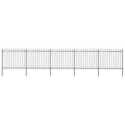 vidaXL Garden Fence with Spear Top Steel 334.6"x59.1" Black