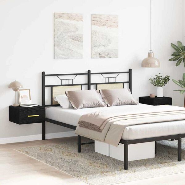 vidaXL Bedside Cabinet 2 pcs Black Oak 13.78 x 13.78 x 7.87 in