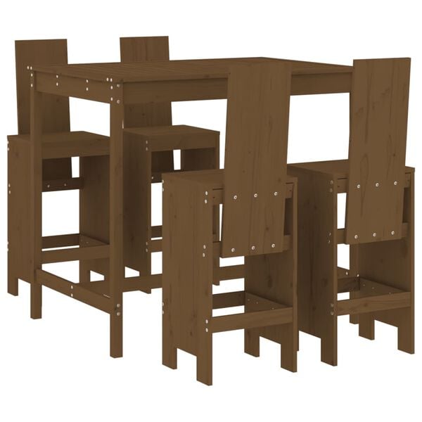 vidaXL Garden Bar Set Honey brown Solid pine wood Medium Footrest