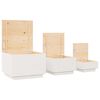 vidaXL Storage Box Set of 3 White Solid pine wood Large, Medium, Small