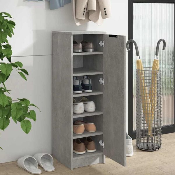 vidaXL Shoe Cabinet Concrete Grey Engineered Wood Compact Shoe Cabinet