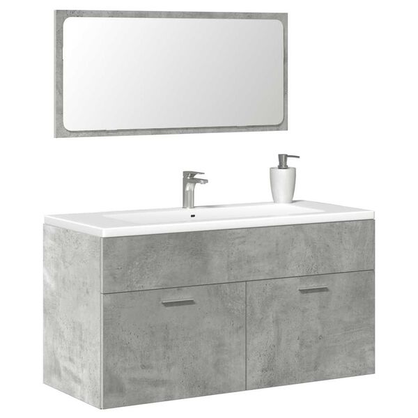 vidaXL Bathroom Cabinet With Mirror Concrete grey Engineered wood Medium
