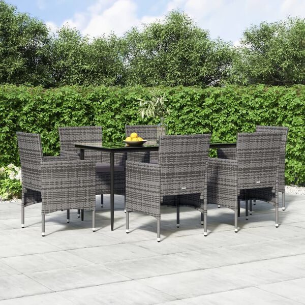 vidaXL Garden Dining Set Gray and Black