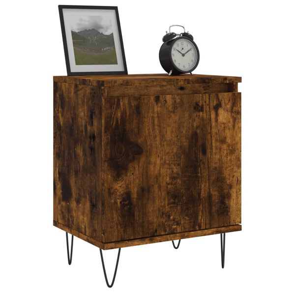 vidaXL Bedside Cabinet Set of 2 Smoked oak Engineered wood, iron