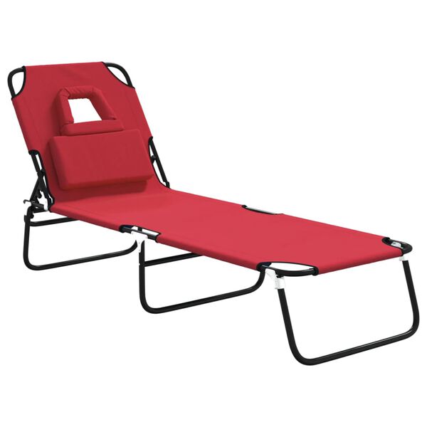 vidaXL Sun Lounger Red Oxford Fabric Standard Foldable