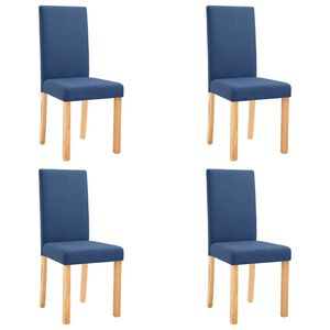 vidaXL Dining Chair Set of 4 Blue Fabric and rubber wood Standard