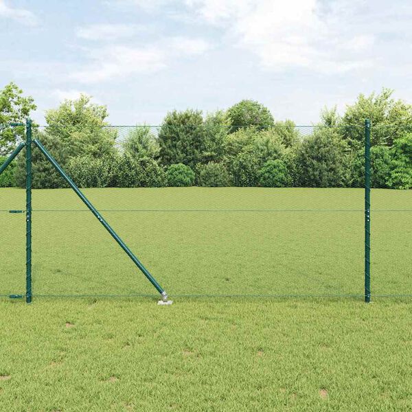 vidaXL Fence with Posts Green 1.2 x 25 m PVC-coated steel