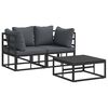 vidaXL Garden Sofa Set with Cushion 3 pcs Black Aluminium