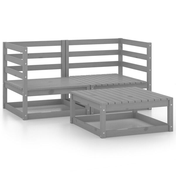 vidaXL Garden Lounge Set Grey Solid pinewood Medium Modular