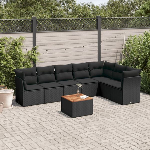 vidaXL Garden Sofa Set Black and Brown