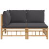 vidaXL Garden Lounge Set Bamboo with Dark Grey Cushions