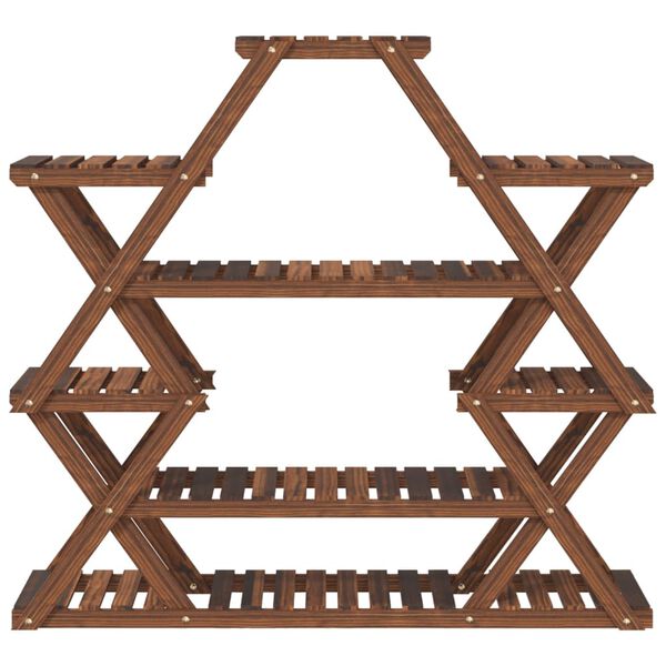 vidaXL Flower Stand Carbonized brown Carbonized solid fir wood Tall