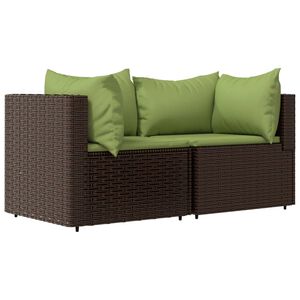 vidaXL Patio Corner Sofa Brown PE rattan Medium Adjustable Feet