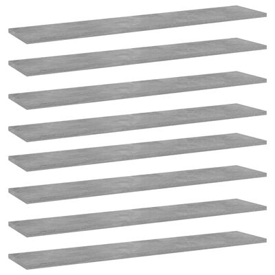 vidaXL Bookshelf Boards 8 pcs Concrete Gray 39.4"x7.9"x0.6" Engineered Wood