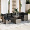 vidaXL Garden Sofa Set Grey PE rattan, powder-coated steel, tempered glass