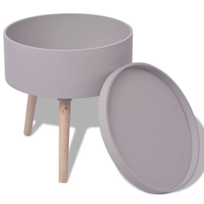 vidaXL Side Table with Serving Tray Round 15.6"x17.5" Gray