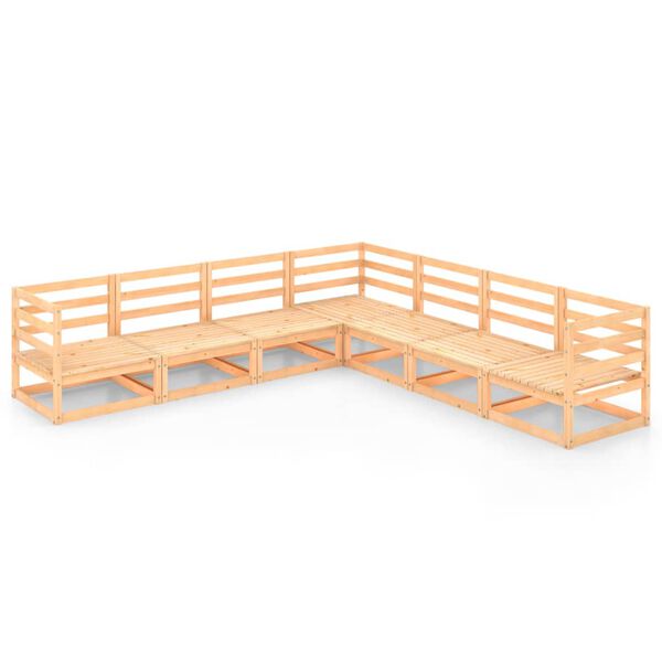 vidaXL 7 Piece Patio Lounge Set Solid Pinewood