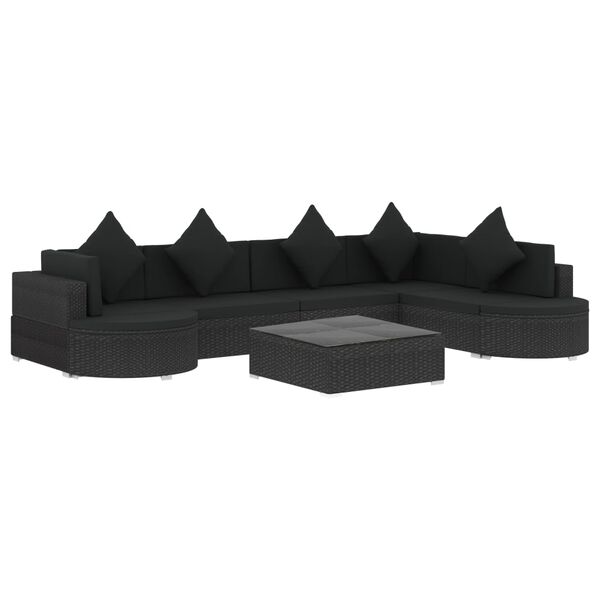 vidaXL Patio Lounge Set Set of 8 Black