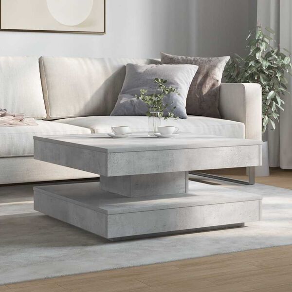 vidaXL Coffee Table Concrete grey Engineered wood Medium Rotatable