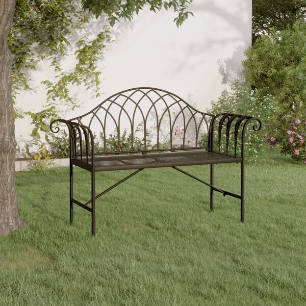 vidaXL Garden Bench Black Steel Standard Durable Garden Bench