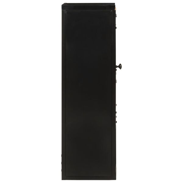 vidaXL Bathroom Cabinet Black, Natural Wood Iron, Solid Mango Wood Medium