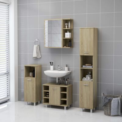 vidaXL Bathroom Mirror Cabinet Sonoma Oak 24.6"x8.1"x25.2" Engineered Wood