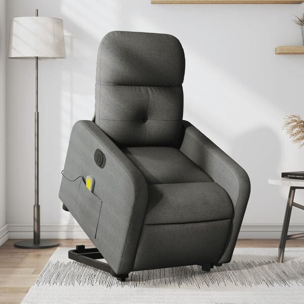 vidaXL Electric Stand Up Massage Recliner Chair Dark Gray