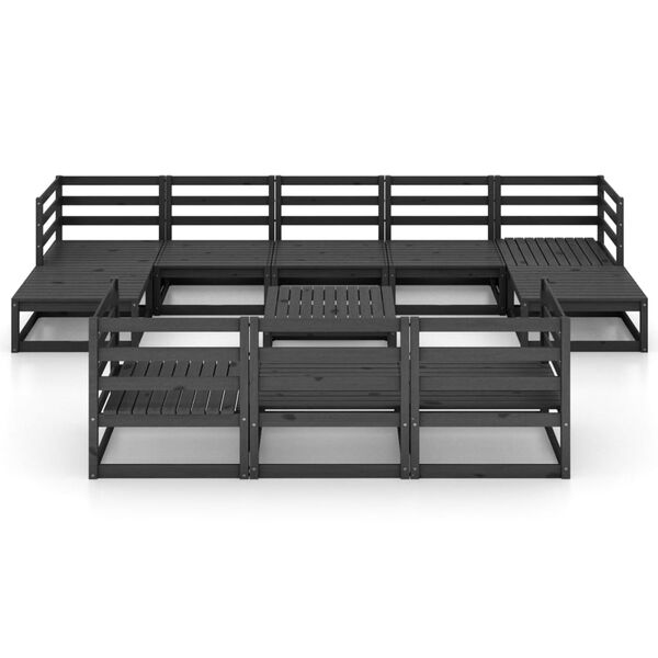 vidaXL Garden Lounge Set Black Solid Pine Wood Standard Modular