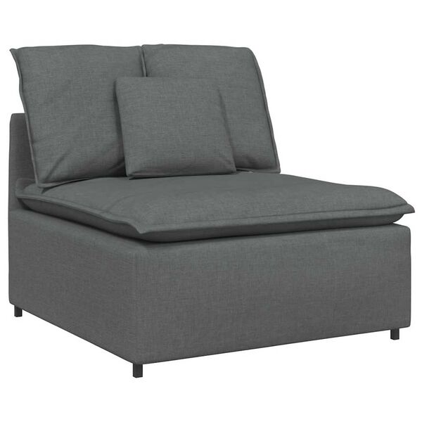 vidaXL Modular Sofa with Footstool&Cushions Fabric Dark Gray